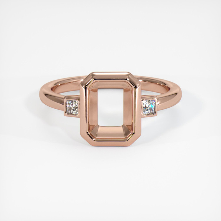 14K Rose Gold Three Stone Ring Setting