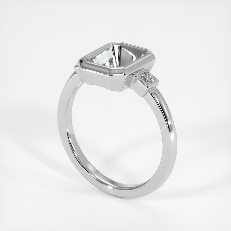 14K White Gold Three Stone Ring Setting