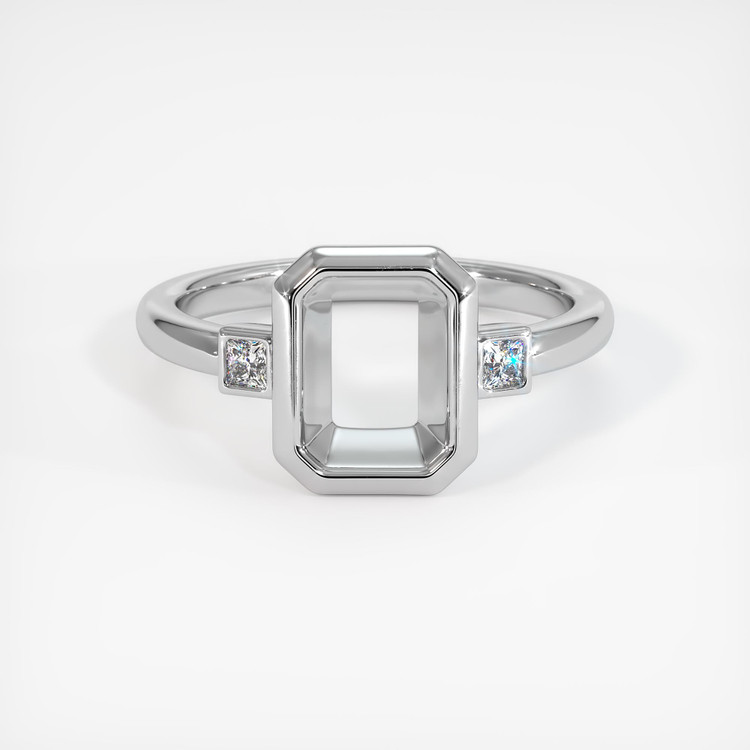 18K White Gold Three Stone Ring Setting
