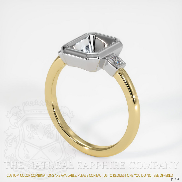 14K White & Yellow Three Stone Ring Setting