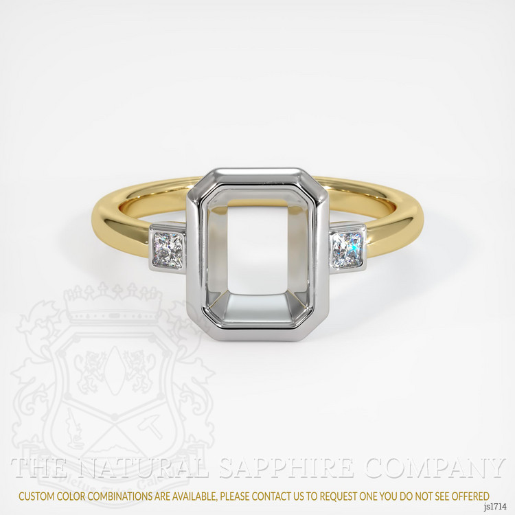 14K White & Yellow Three Stone Ring Setting