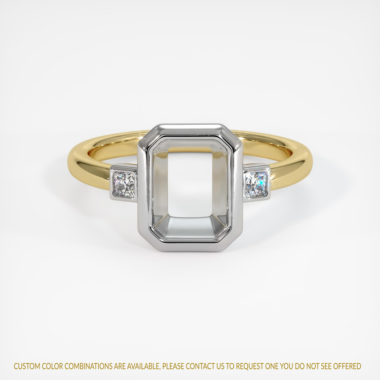 14K White & Yellow Three Stone Ring Setting