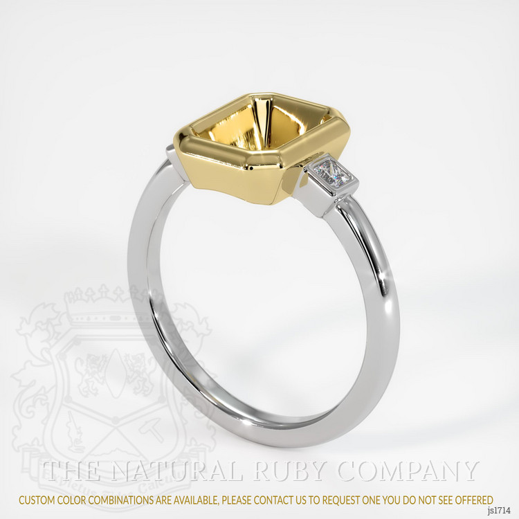 14K Yellow & White Three Stone Ring Setting