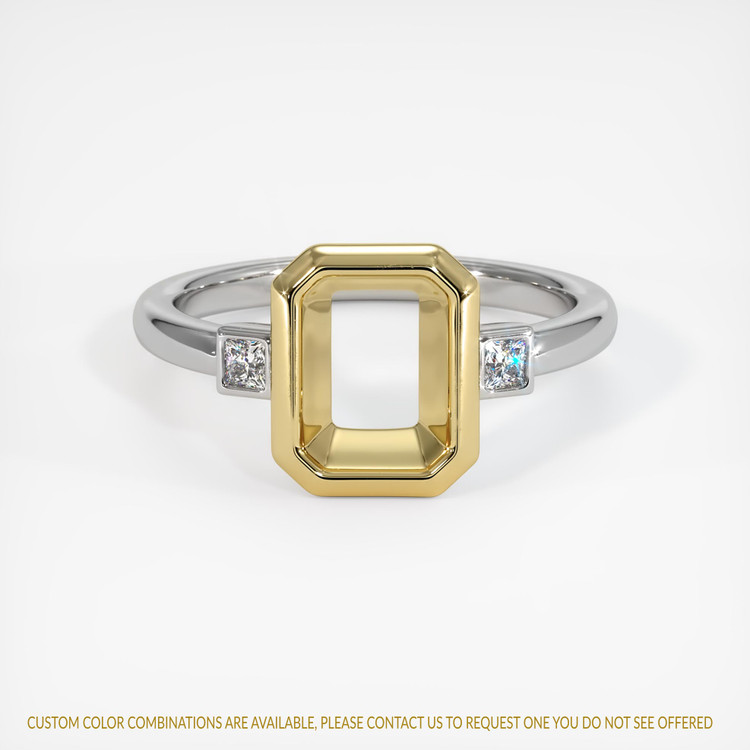 14K Yellow & White Three Stone Ring Setting