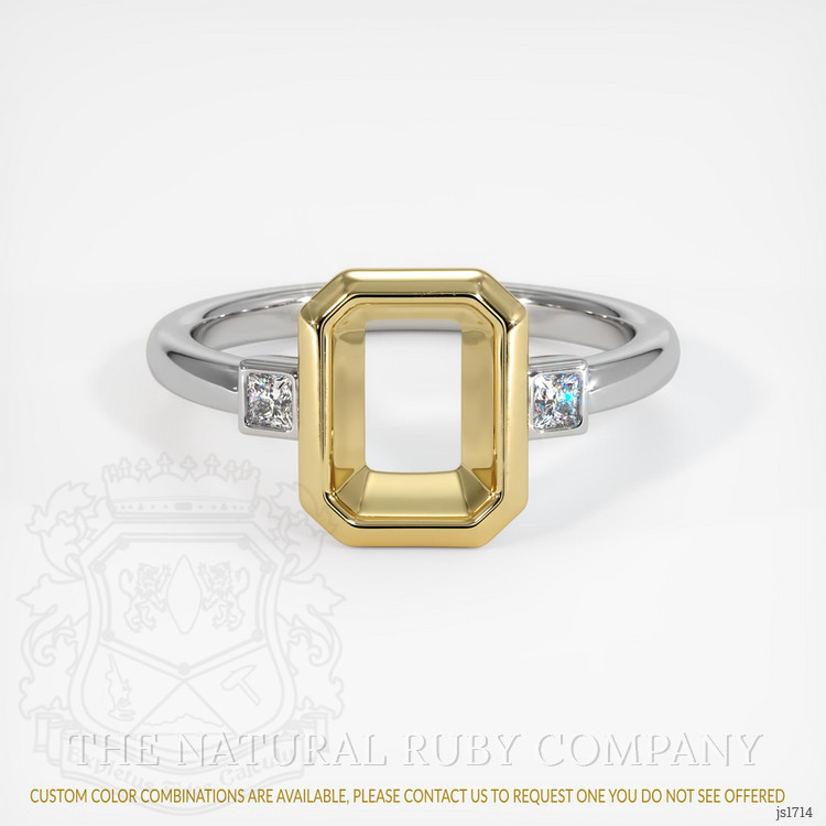 14K Yellow & White Three Stone Ring Setting