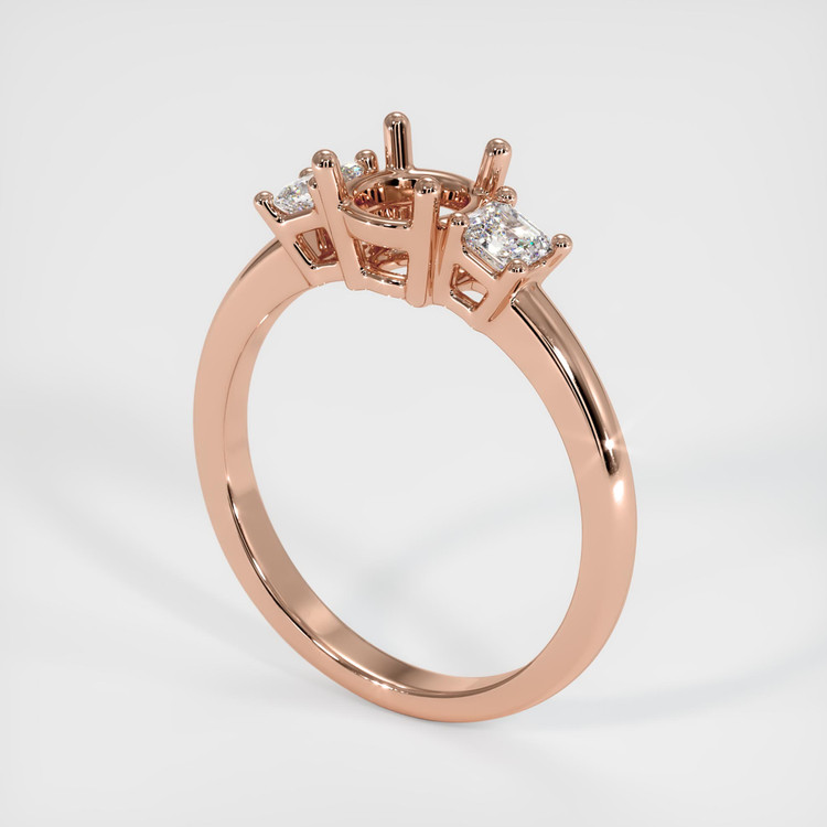 14K Rose Gold Three Stone Ring Setting