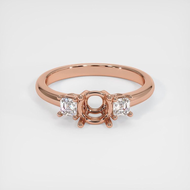14K Rose Gold Three Stone Ring Setting