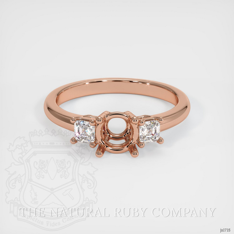 14K Rose Gold Three Stone Ring Setting