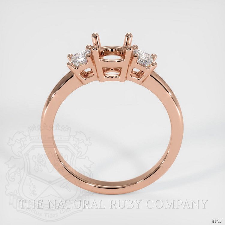 14K Rose Gold Three Stone Ring Setting