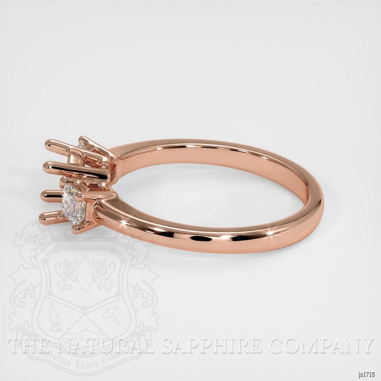 14K Rose Gold Three Stone Ring Setting