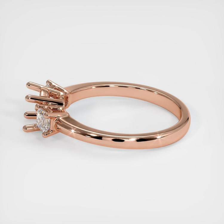 14K Rose Gold Three Stone Ring Setting
