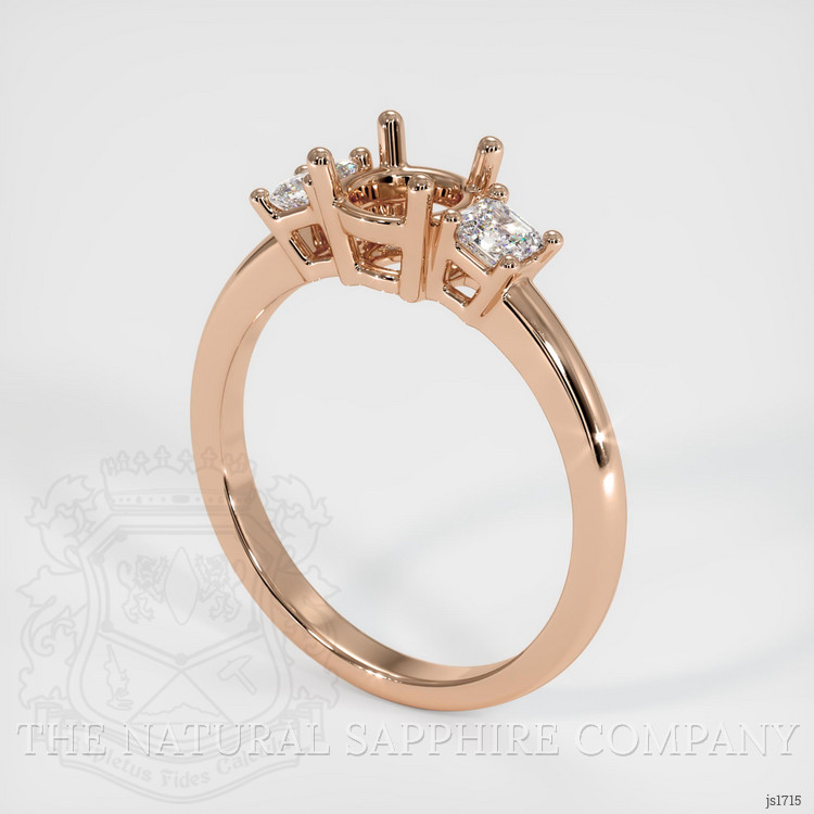 18K Rose Gold Three Stone Ring Setting