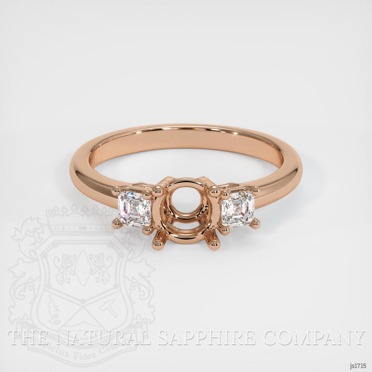 18K Rose Gold Three Stone Ring Setting