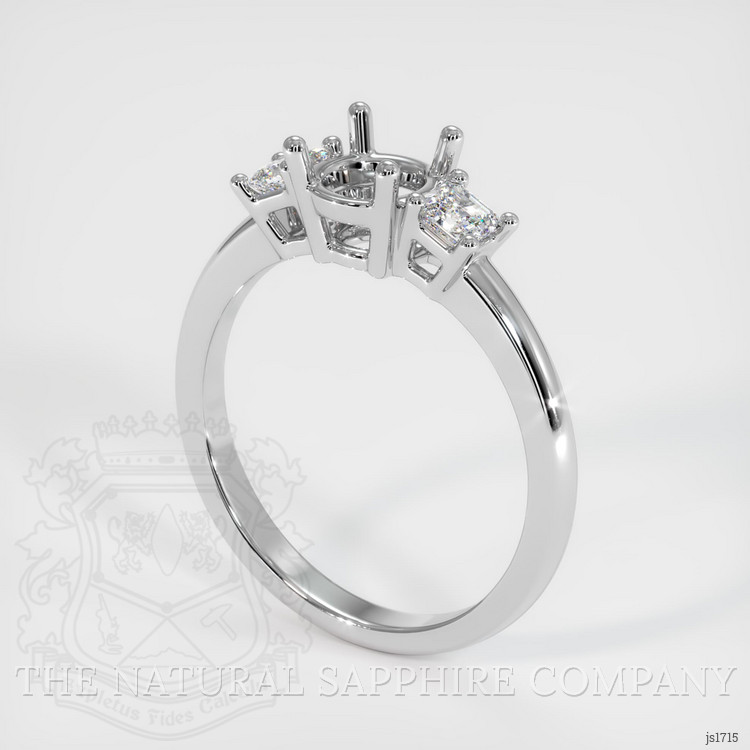 14K White Gold Three Stone Ring Setting