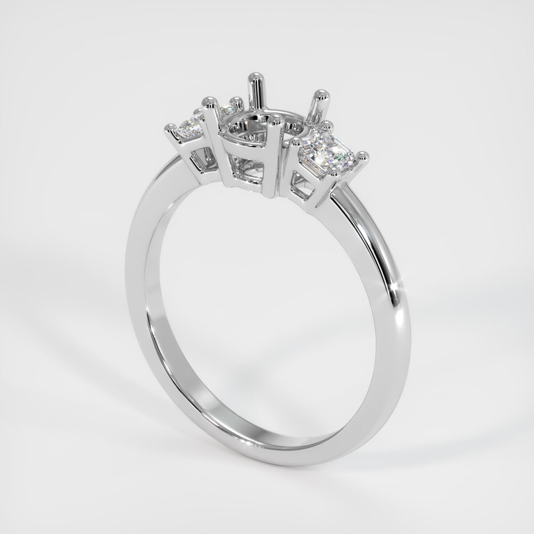 14K White Gold Three Stone Ring Setting