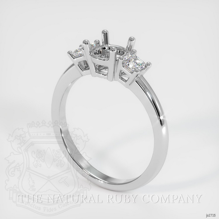 14K White Gold Three Stone Ring Setting