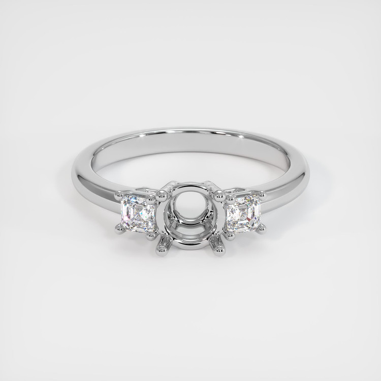 14K White Gold Three Stone Ring Setting