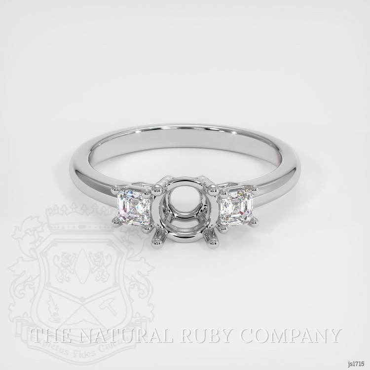 18K White Gold Three Stone Ring Setting
