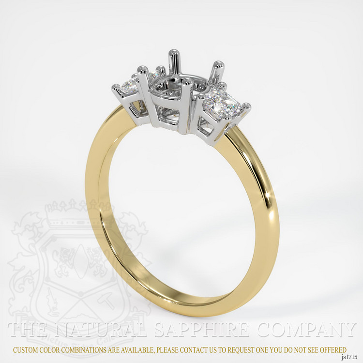 14K White & Yellow Three Stone Ring Setting