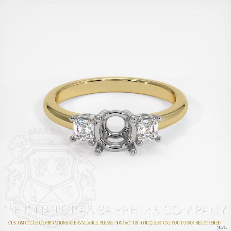 14K White & Yellow Three Stone Ring Setting