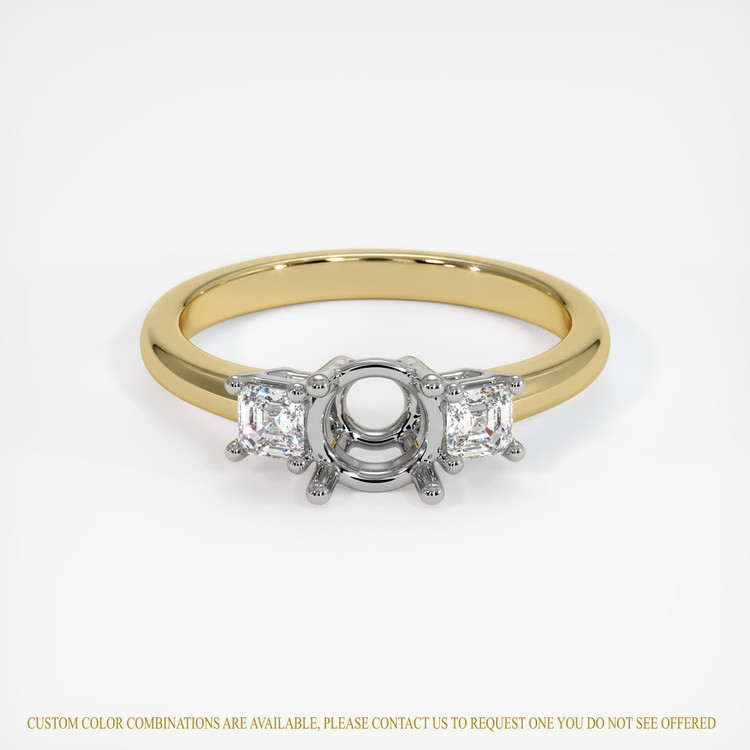 14K White & Yellow Three Stone Ring Setting