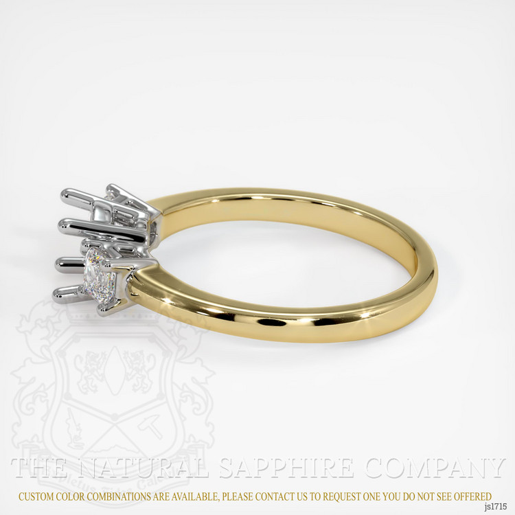 14K White & Yellow Three Stone Ring Setting