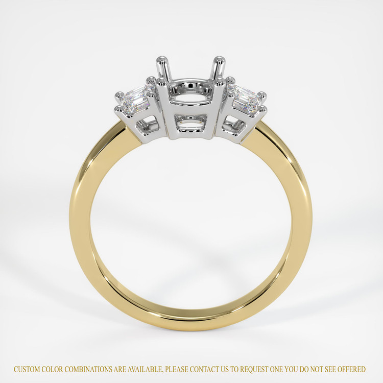 14K White & Yellow Three Stone Ring Setting