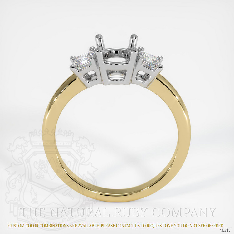 14K White & Yellow Three Stone Ring Setting