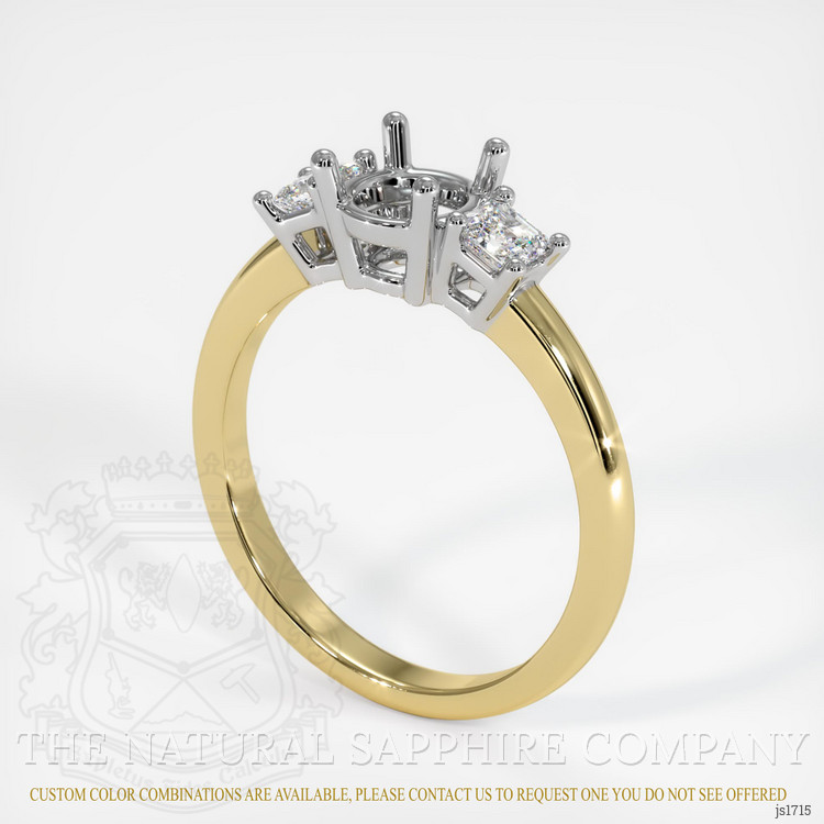 18K White & Yellow Three Stone Ring Setting