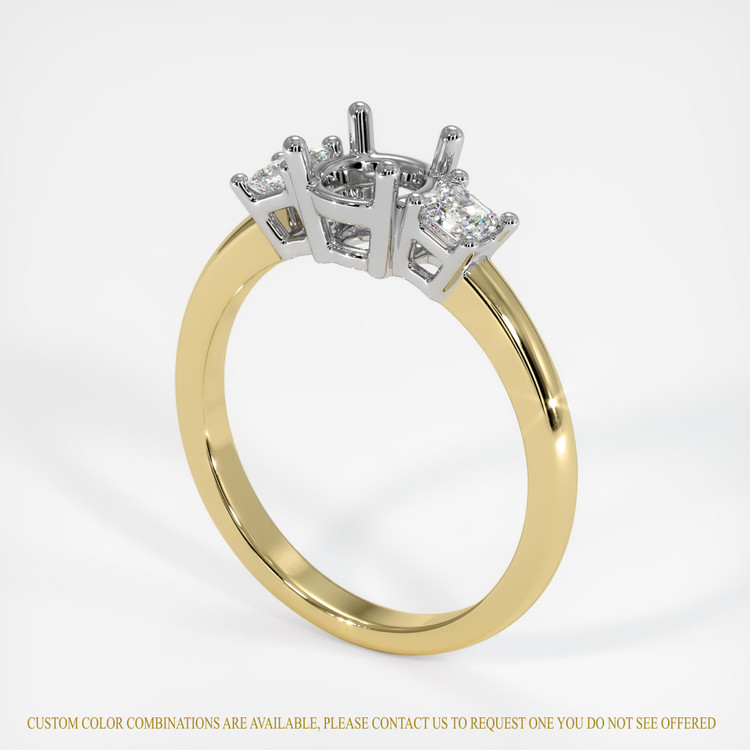 18K White & Yellow Three Stone Ring Setting