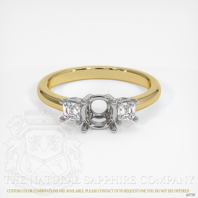 18K White & Yellow Three Stone Ring Setting