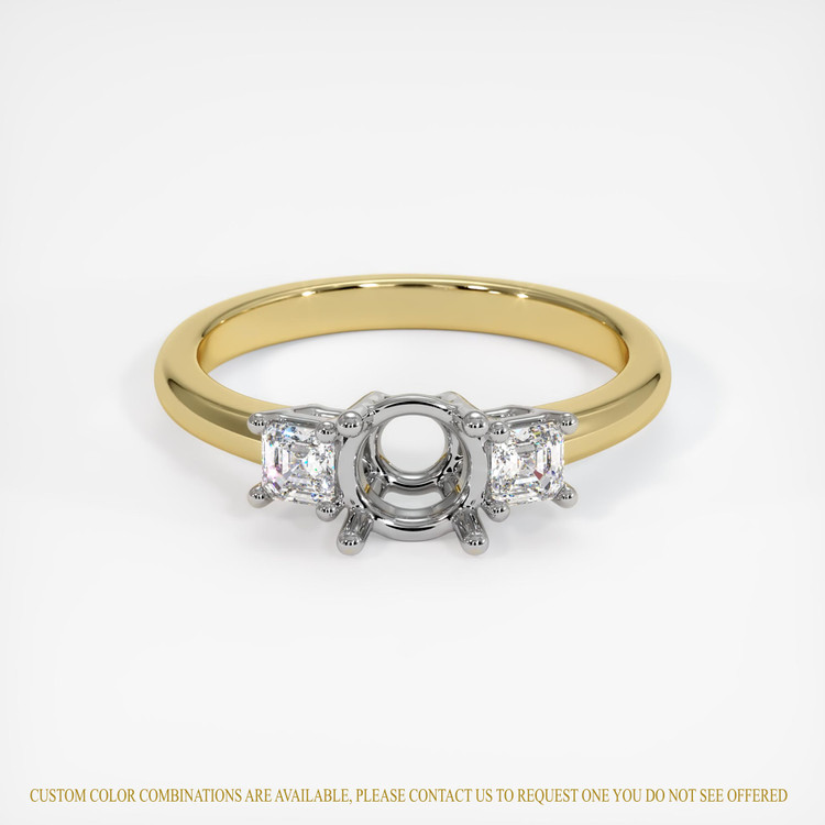 18K White & Yellow Three Stone Ring Setting