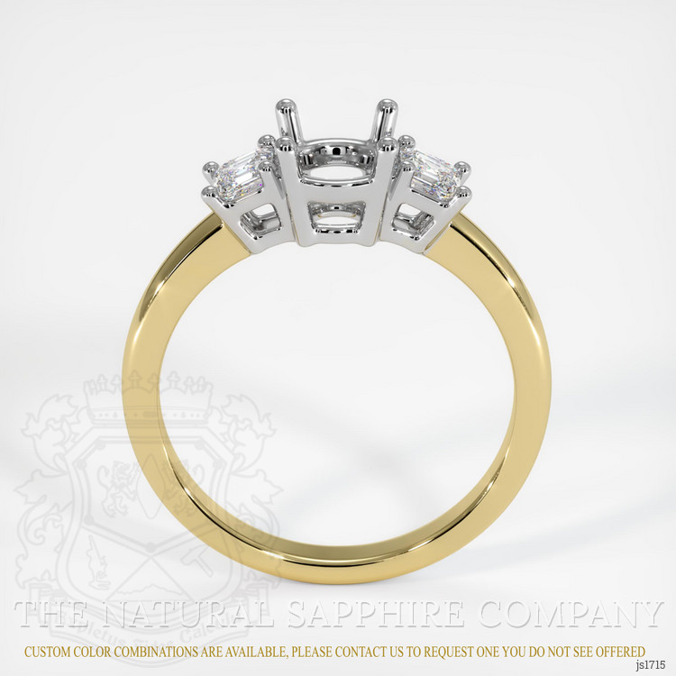 18K White & Yellow Three Stone Ring Setting