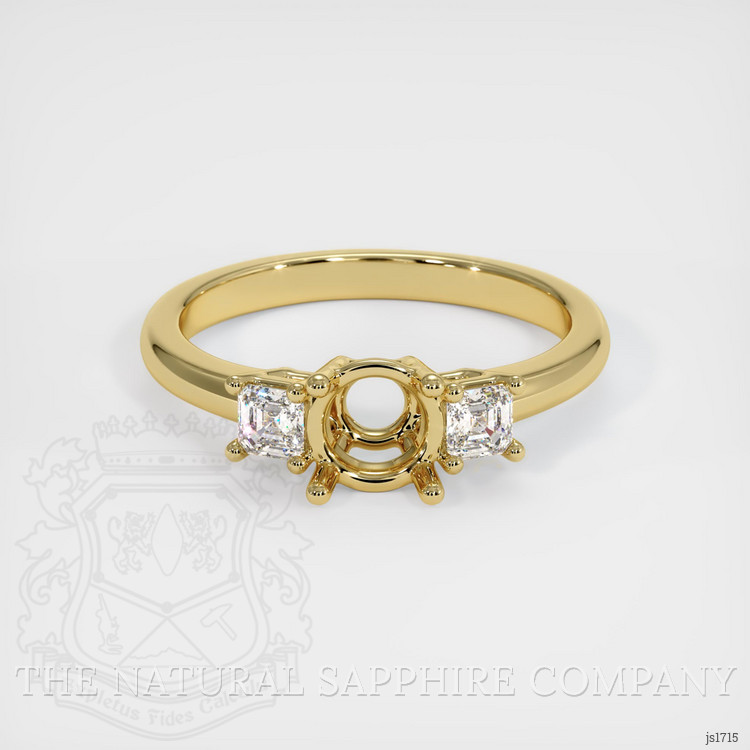 18K Yellow Gold Three Stone Ring Setting