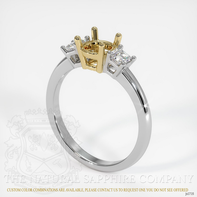 14K Yellow & White Three Stone Ring Setting