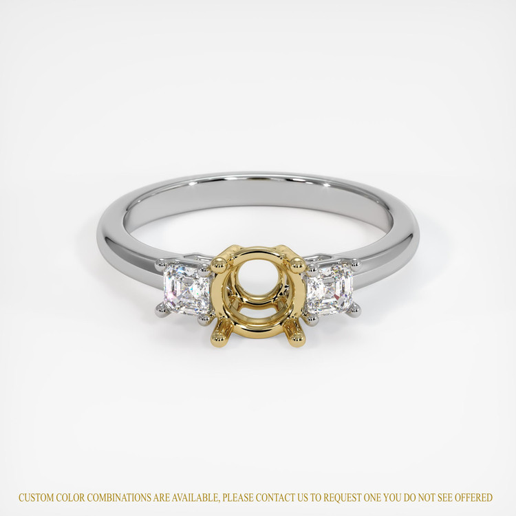 14K Yellow & White Three Stone Ring Setting
