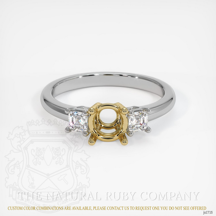 14K Yellow & White Three Stone Ring Setting