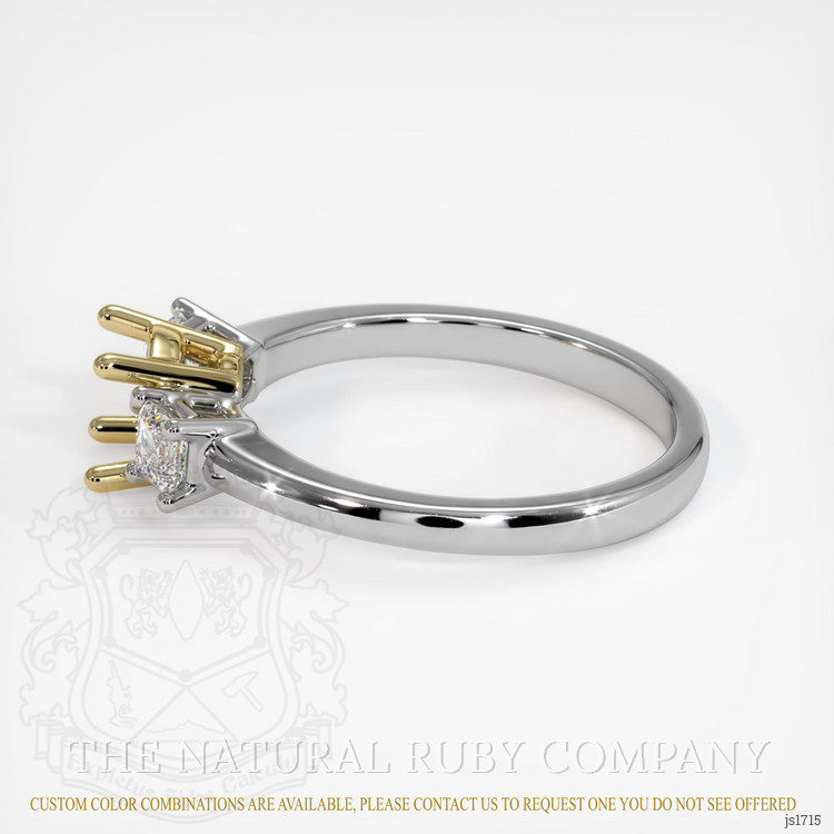 14K Yellow & White Three Stone Ring Setting