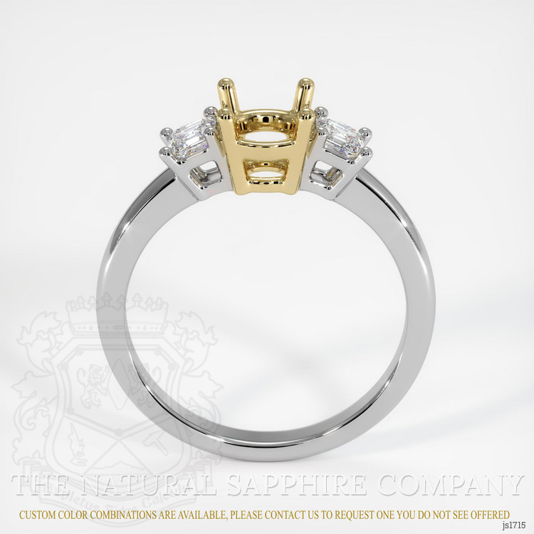 14K Yellow & White Three Stone Ring Setting