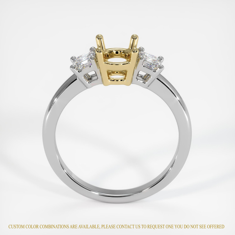 14K Yellow & White Three Stone Ring Setting