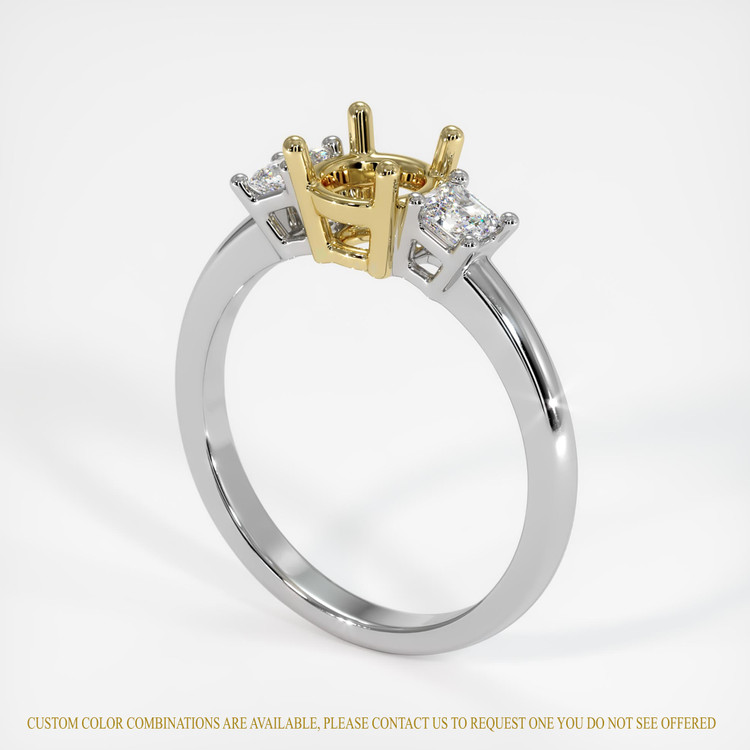 18K Yellow & White Three Stone Ring Setting