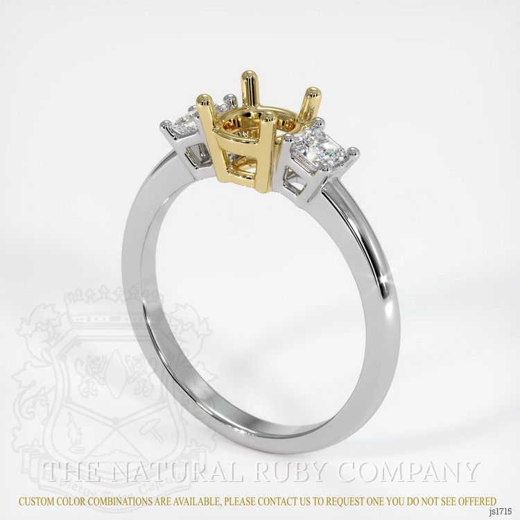 18K Yellow & White Three Stone Ring Setting