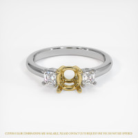18K Yellow & White Three Stone Ring Setting Image