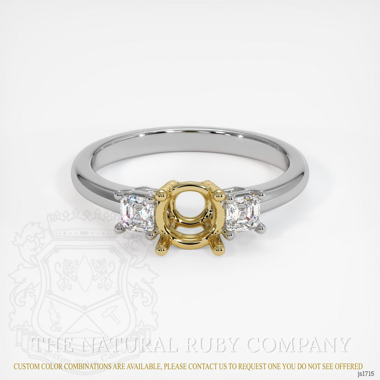 18K Yellow & White Three Stone Ring Setting