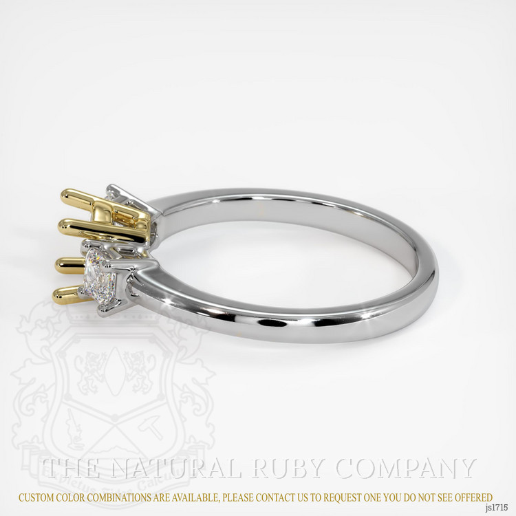 18K Yellow & White Three Stone Ring Setting