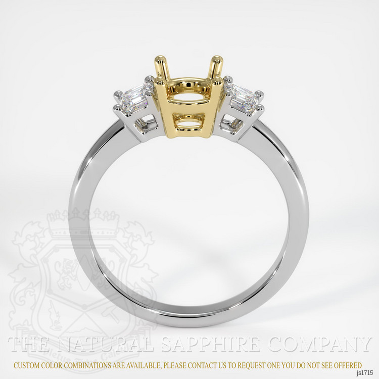 18K Yellow & White Three Stone Ring Setting