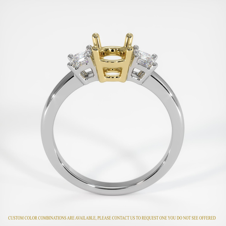 18K Yellow & White Three Stone Ring Setting