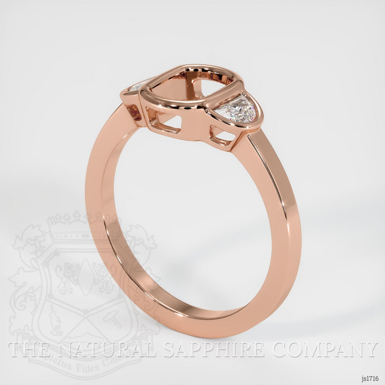 14K Rose Gold Three Stone Ring Setting