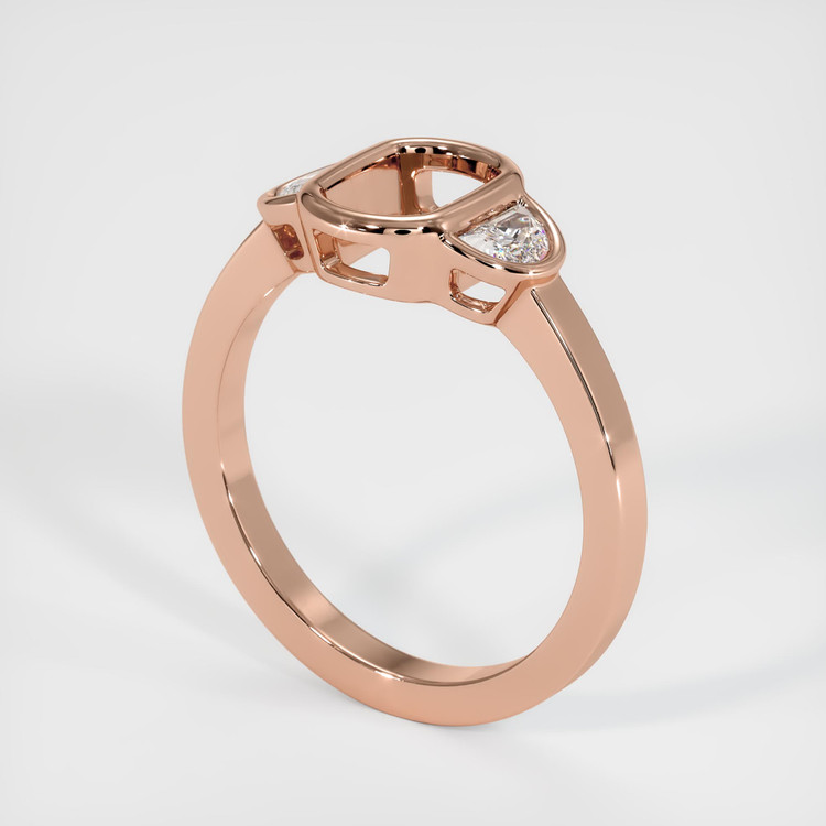 14K Rose Gold Three Stone Ring Setting