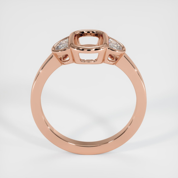 14K Rose Gold Three Stone Ring Setting